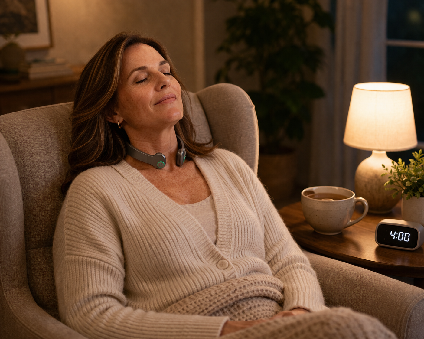 Person using VagusX on neck